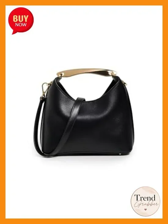 Structured Satchel with Metal Feet, Adjustable Strap