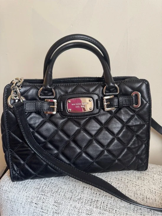 Small Michael Kors Black Quilted Leather Satchel