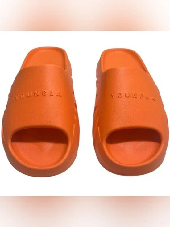 YoungLA Mens Orange Slide Sandals - Lightweight Comfort