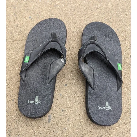 Sanuk Sandal Flip Flop Yoga Mat Cushion Black  Size US 8 EU 41 Slippah