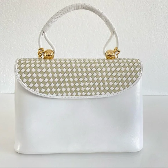 Elegant White and Gold Women's Satchel