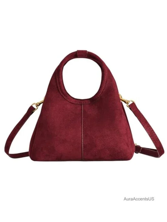 Faux Suede Small Top Handle Satchel Purse Crossbody Bag