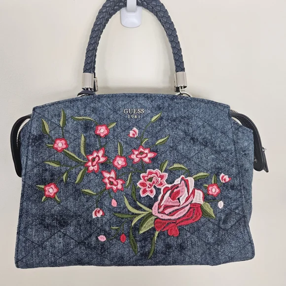 GUESS Heather Blue Denim Satchel