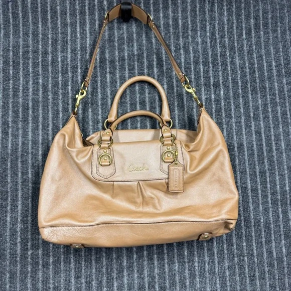 Coach Ashley Satchel Large Tan Leather Gold Hardware F15447 (2211)