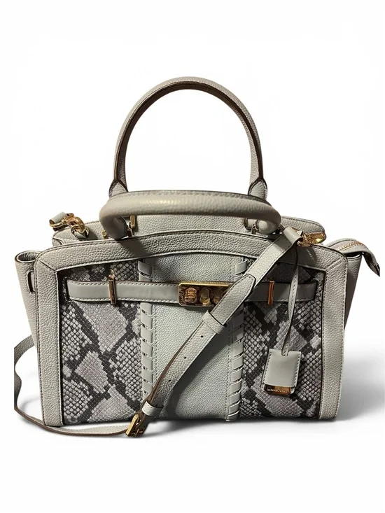 MICHAEL KORS HAMILTON SATCHEL IN LIGHT BLUE PEBBLED LEATHER