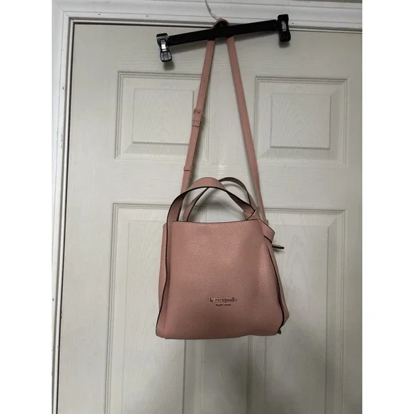 Kate Spade Knott Pebbled Leather Pink Carryall Crossbody Satchel Bag