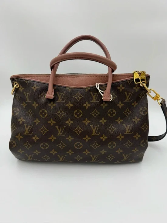 Louis Vuitton Monogram Canvas Satchel with Brown Trim and Gold Hardware
