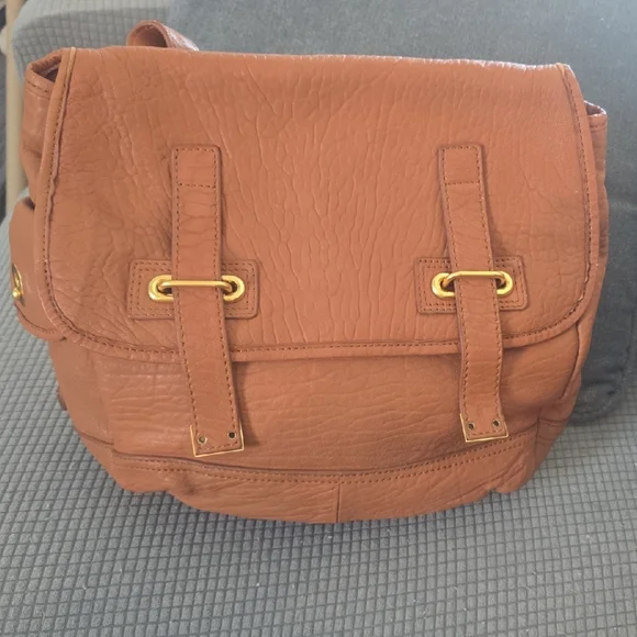 Yves Saint Laurent Tan Leather Satchel with Gold Hardware
