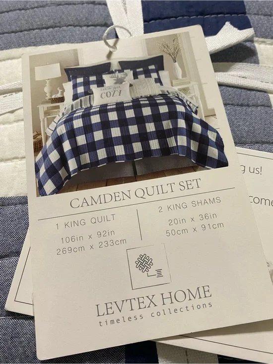 Levtex Camden King Quilt Set - Navy & White 106x92