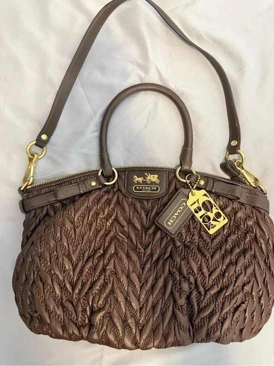 Coach Madison Chevron Quilted Nylon Lindsey Satchel 70th Anniversary Edition