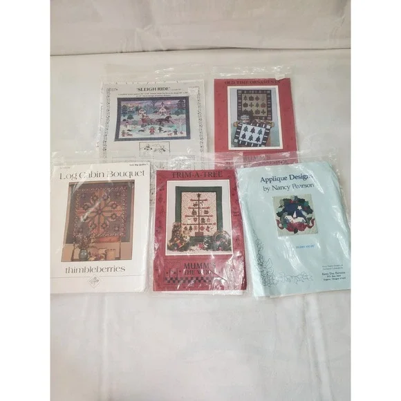 quilt pattern lot‎ Of 5 vintage Christmas & Log Cabin NEW In Bags