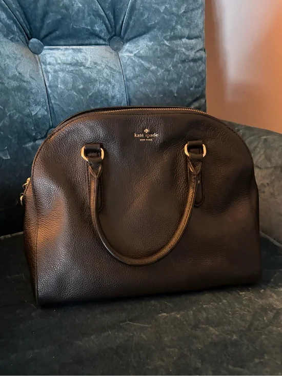 Kate Spade Black Pebbled Leather Satchel with Gold Hardware