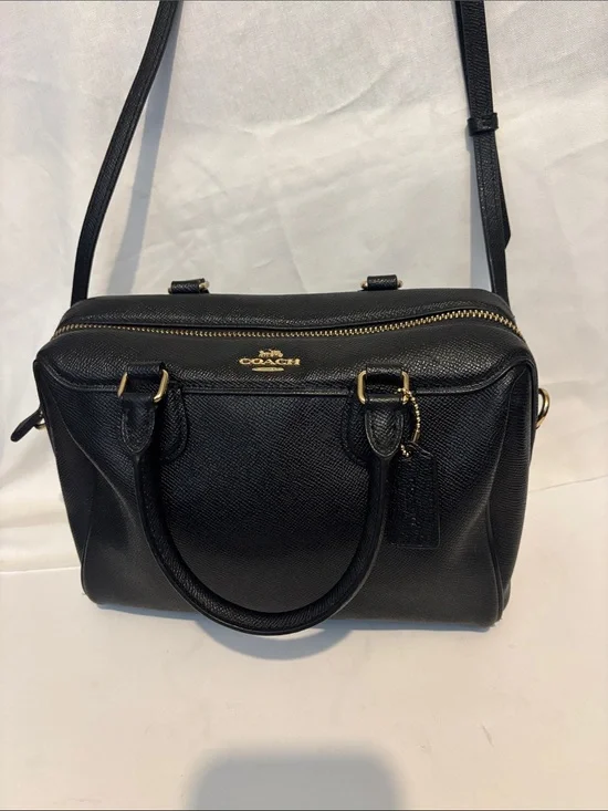 Coach Black mini  bag  Leather Dome Satchel with Gold Hardware