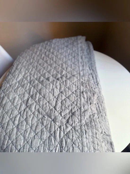 Quilted Gray Blanket Filling Size 87x87 Cotton Thick Bedspread Premium