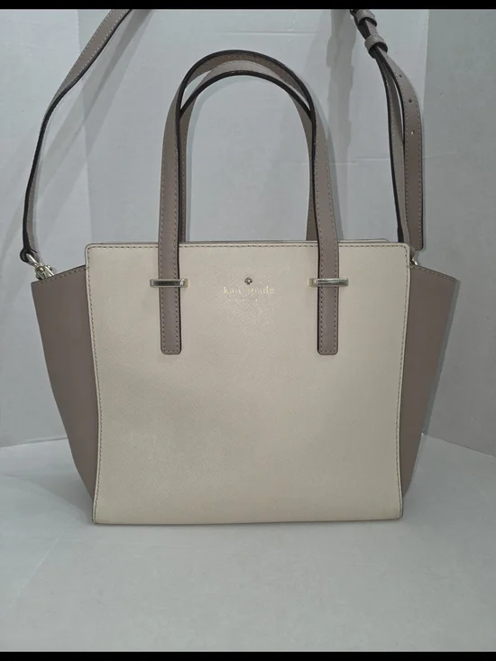 kate spade Two-Tone Cream & Taupe Saffiano Leather Satchel