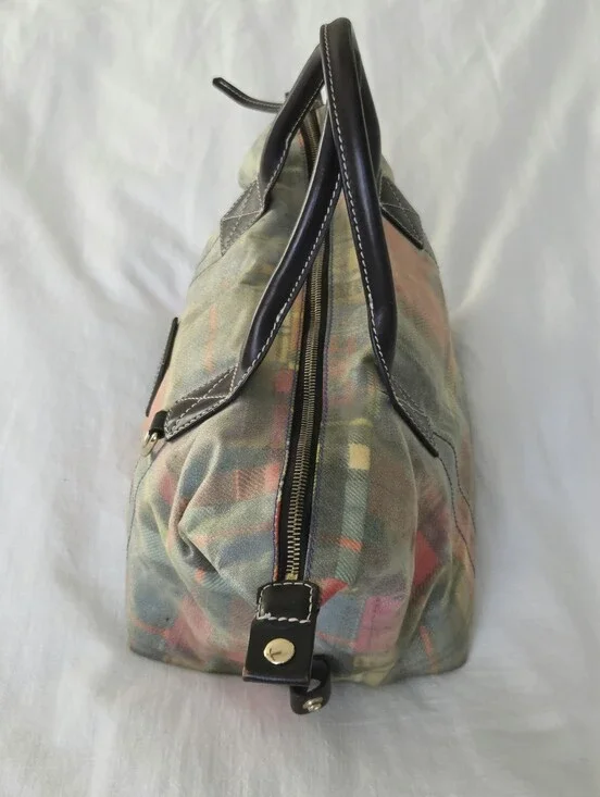 Vintage Dooney & Bourke Plaid Ladybug Madras Plaid Satchel, 1975