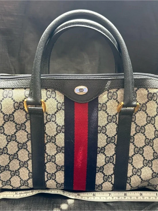 Vintage Gucci Navy GG Supreme Boston Bag - 1983 Archival Piece