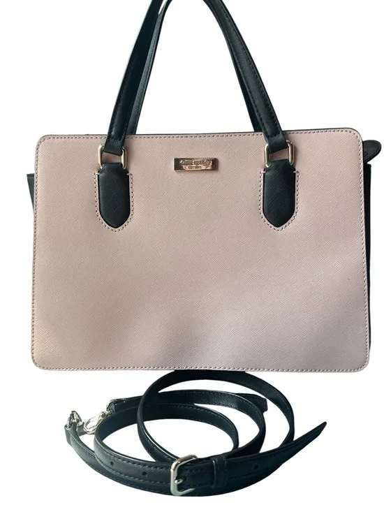 Kate Spade Blush Pink and Black Saffiano Satchel with Detachable Strap