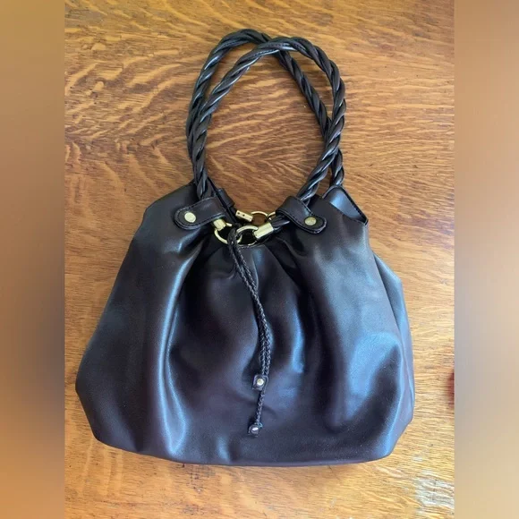 Relic Braided Ring Double Handle Satchel Brown Purse Hand Bag Purse