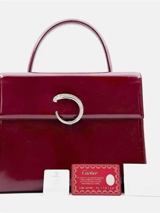 Cartier Panthere Patent Leather Satchel with Silver-Tone C-Clasp