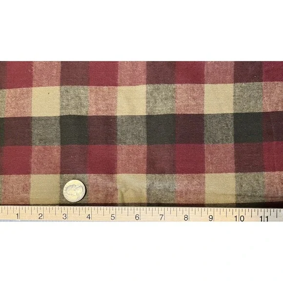 Fabric Quilt Craft Brushed Cotton Multicolor Plaid Check Mauve Green‎ Gold 44x53