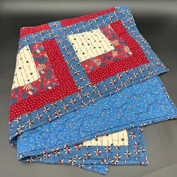 Vintage Military inspired baby quilt/lap‎ blanket, two sided 33.5inx33.5in