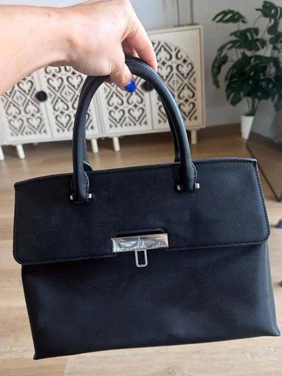 Classic Black Structured Top-Handle Bag