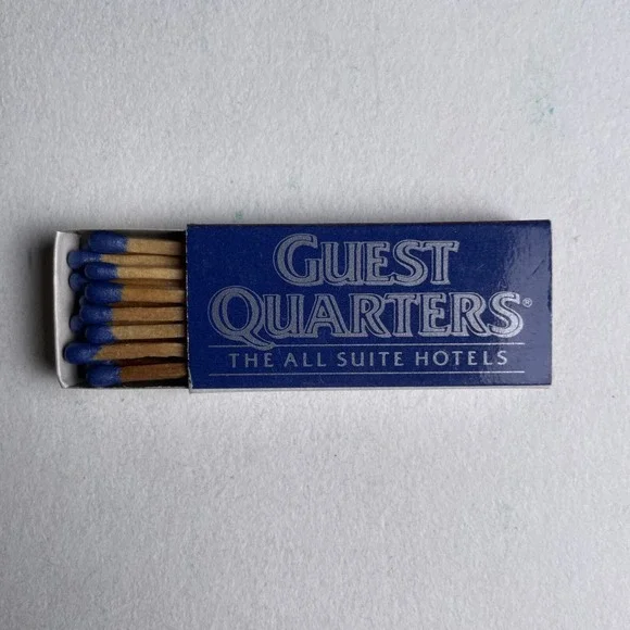 Vintage Matchbook Guest‎ Quarters All Suite Hotel Blue White NY
