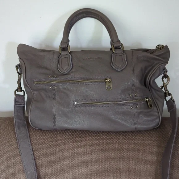 Liebskind Berlin Double Esther Gray Leather Satchel Bag