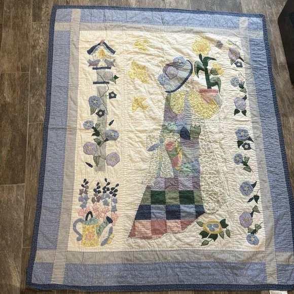 Vtg American Pacific Sunbonnet Sue Quilt Limited Edition Throw Floral 49x59