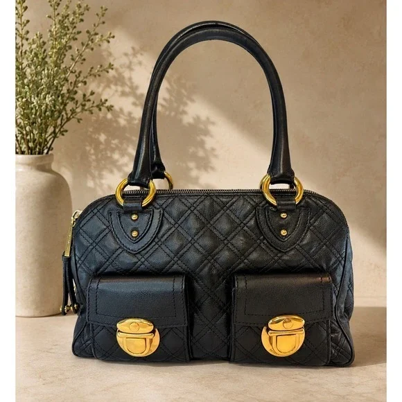MARC‎ JACOBS Venetia quilted black leather satchel