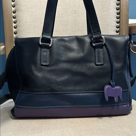 MyWalit Vintage Black and Purple Leather Bag