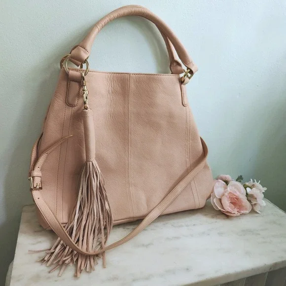 G.I.L.I. Leather Large Roma Tote‎ Bag  Weekender Pink Purse Tassel