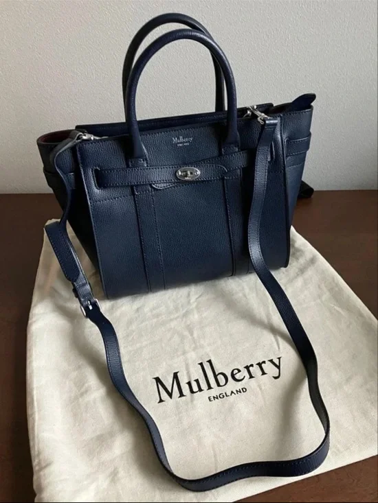 Mulberry Navy Leather Small Tote Bag