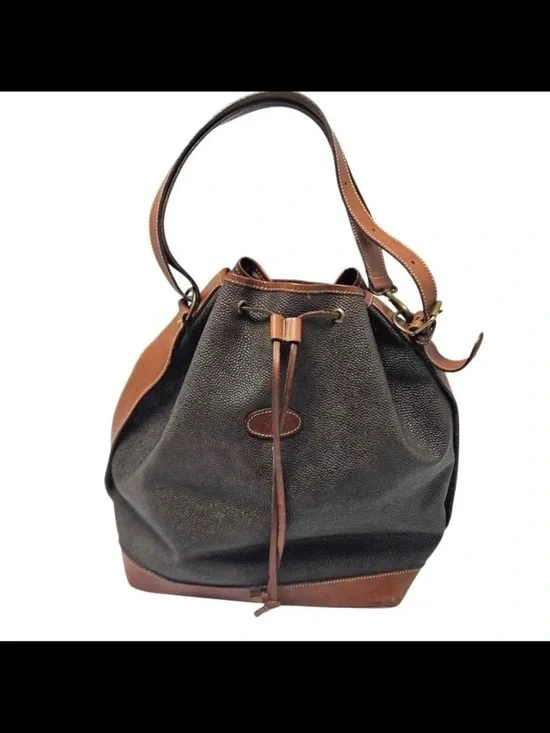 Mulberry Black and Brown Leather Drawstring Hobo Bag