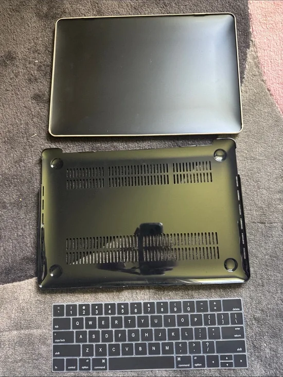 Black Laptop Protective Case Shell with Matching Keyboard Cover MacBook 13 inch