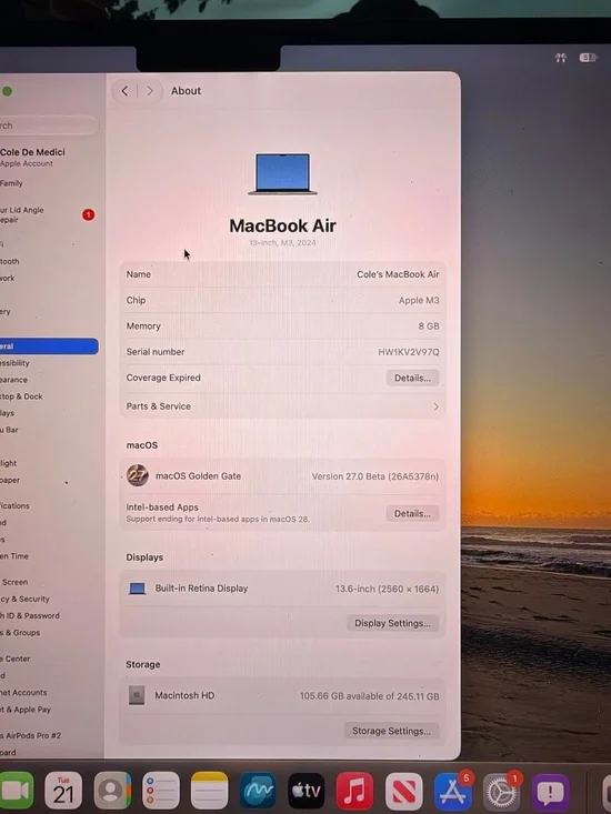 MacBook Air 13 inch M3 2024