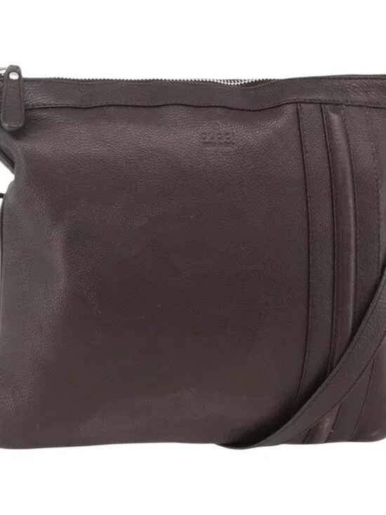 GUCCI Shoulder Bag Leather Brown Silver 233329 Auth bs34228