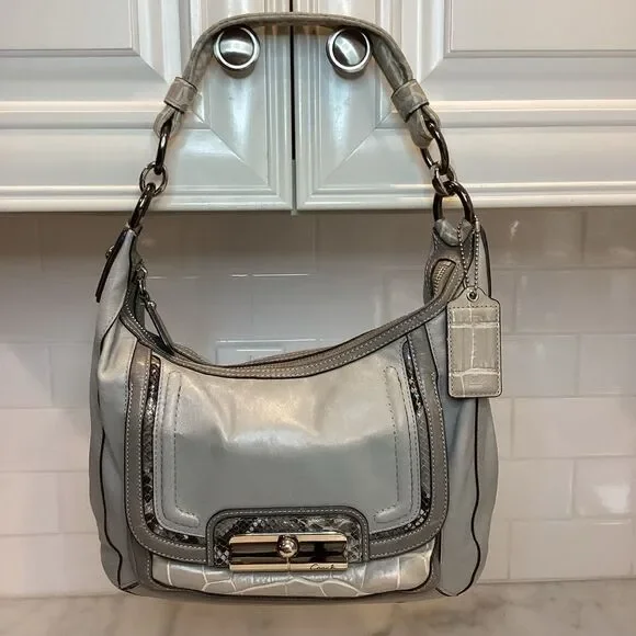 Coach Purse Handbag Leather Kristin Spectator Elevated Alligator Satchel Tote