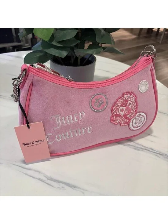 NWT Y2K Preppy Juicy Couture Pink Suede Shoulder Bag $79 MSRP