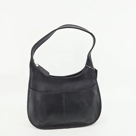 Coach Ergo Style Pocket Zip Black Leather Hobo Shoulder Bag Made in USA Vintage