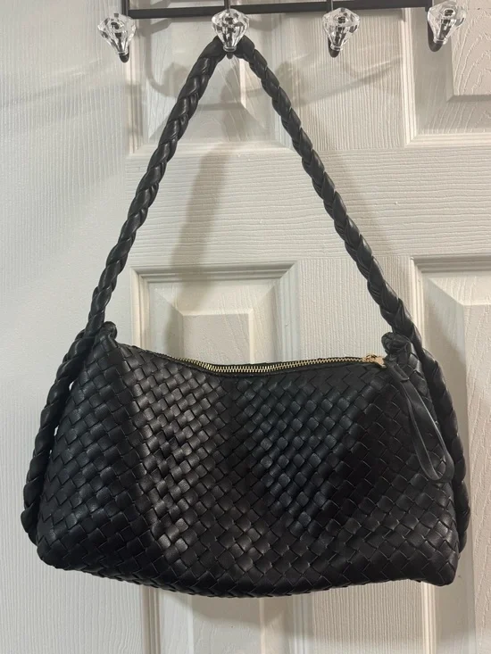 Black Woven Shoulder Bag