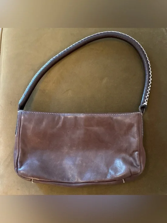 Vintage boho western  Ralph Lauren Brown Shoulder Bag Y2K Baguette stitching