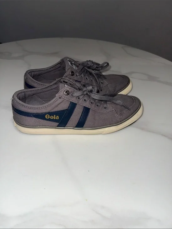 Gola Gray Canvas Sneakers with Navy Side Stripes