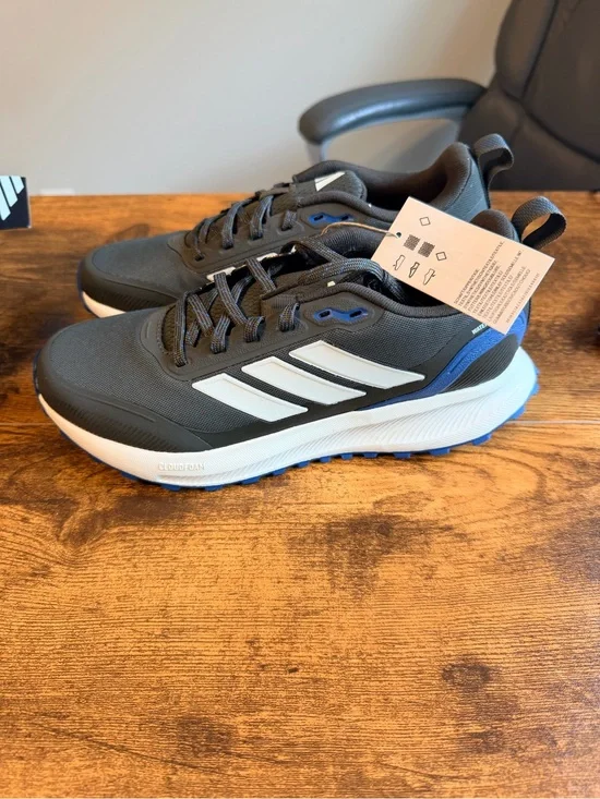 adidas Grey, White & Blue Athletic Sneakers