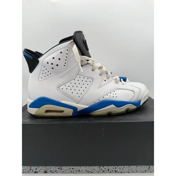Jordan 6 Retro Sport Blue‎ White Black 384664-107 Mens Size 9.5 Basketball Shoes