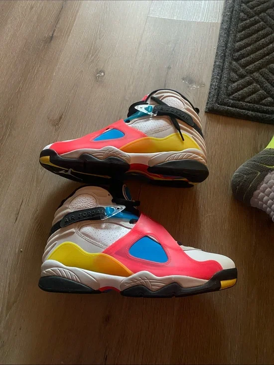 Jordan Kids' Multicolor High-Top Sneakers in White, Red, Blue & Yellow