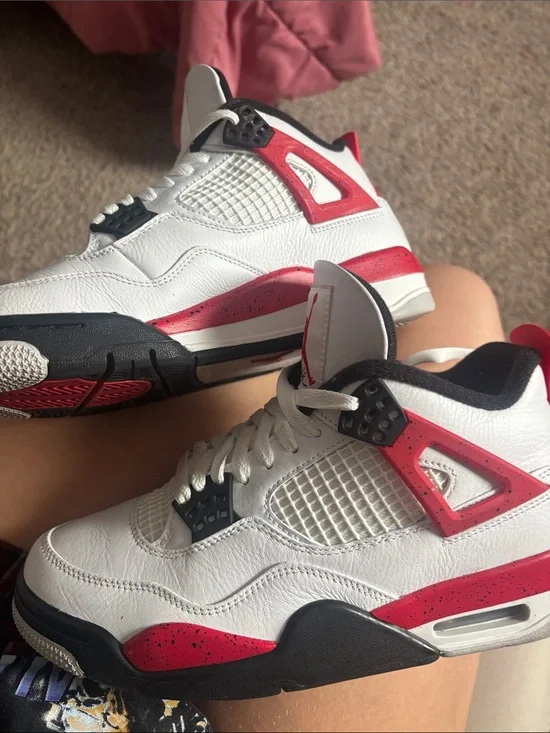 Jordan White Black Red Retro Sneakers Women 8.5