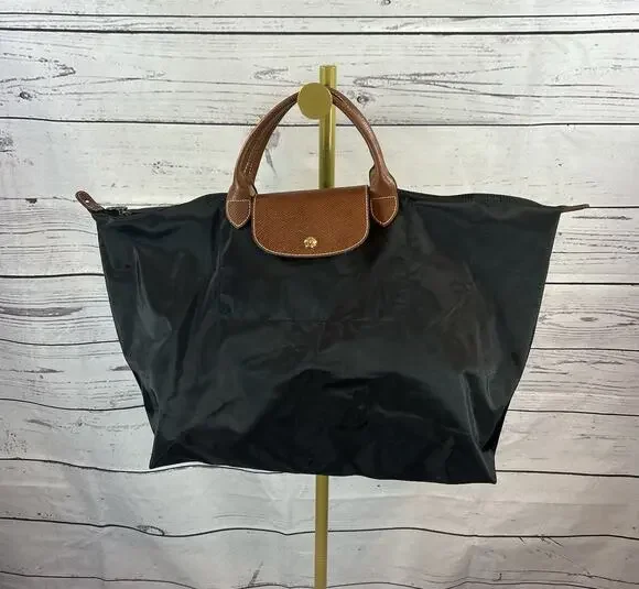 Longchamp Le Pliage Original XL Travel Bag Black Nylon Leather Handles