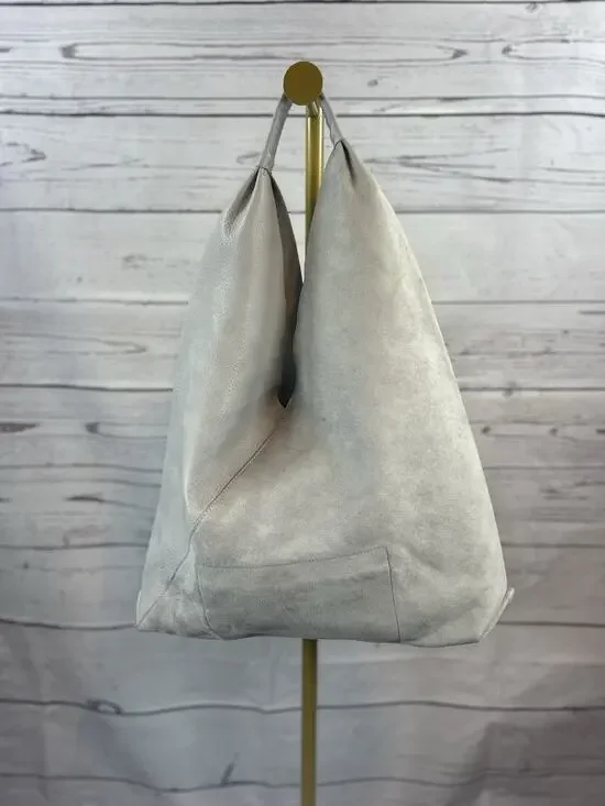 Shiraleah Jumbo Slouch Tote Bag Gray Faux Leather Oversized Shoulder Hobo Bag